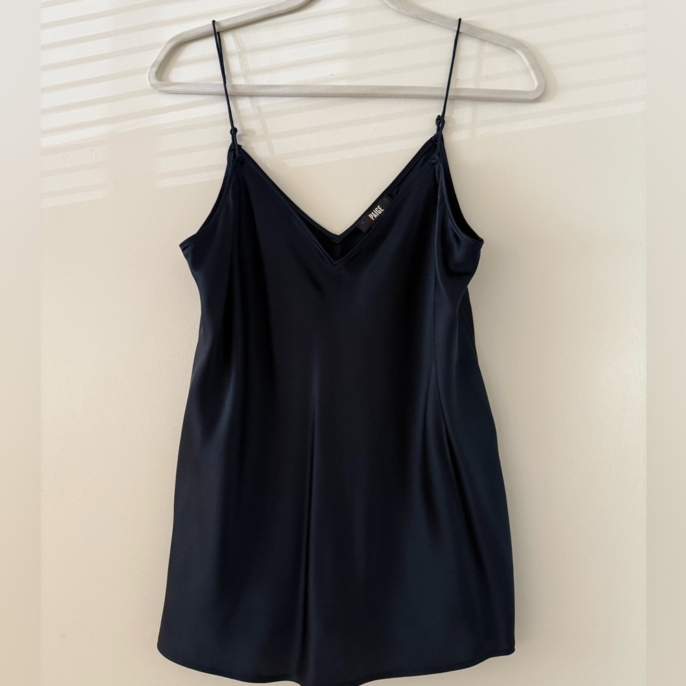 Paige Navy Blue Medium Silk Tank Top